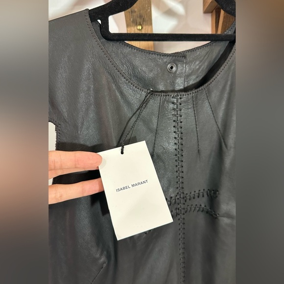 NWT Isabel Marant Robe Blazen Black Leather Dress FR 38 (US 6) - Picture 14 of 16